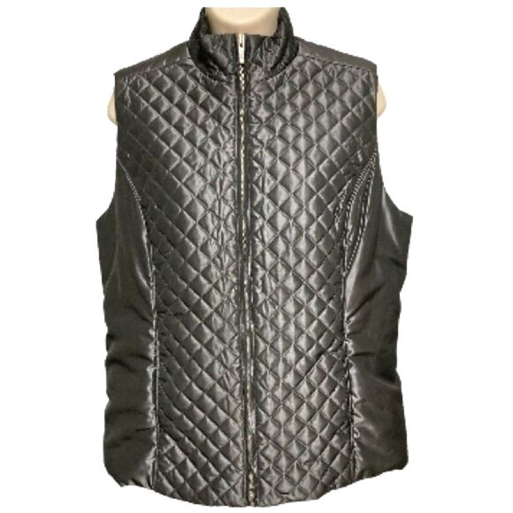 JONES NEW YORK Quilted Vest Puffer Jacket Dark Gray Grey Sleeveless Womens Large - Picture 1 of 14